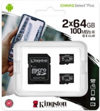 2 Cartes Micro-SDHC - Kingston - 64Go + Adaptateur SD
