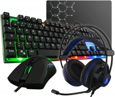 Pack G-LAB GALLIUM Gaming : Clavier Rétroéclairé Performance + Souris Revêtement Soft-Touch + Casque Rétroéclairé + Tapis