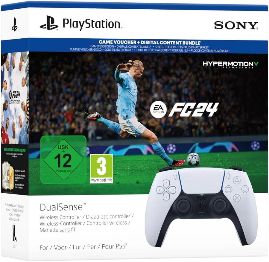 Manette DualSense pour PS5 - Blanche + EA Sports FC 24